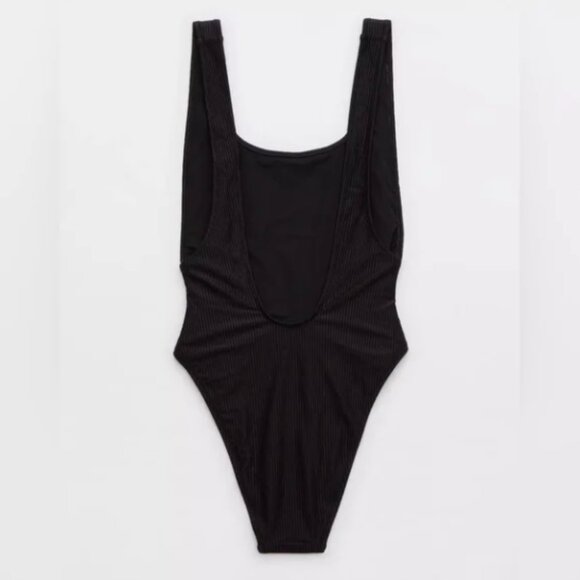 Aerie Shine Rib Birthday Scoop Cheekiest One Piece Swimsuit - Picture 4 of 6